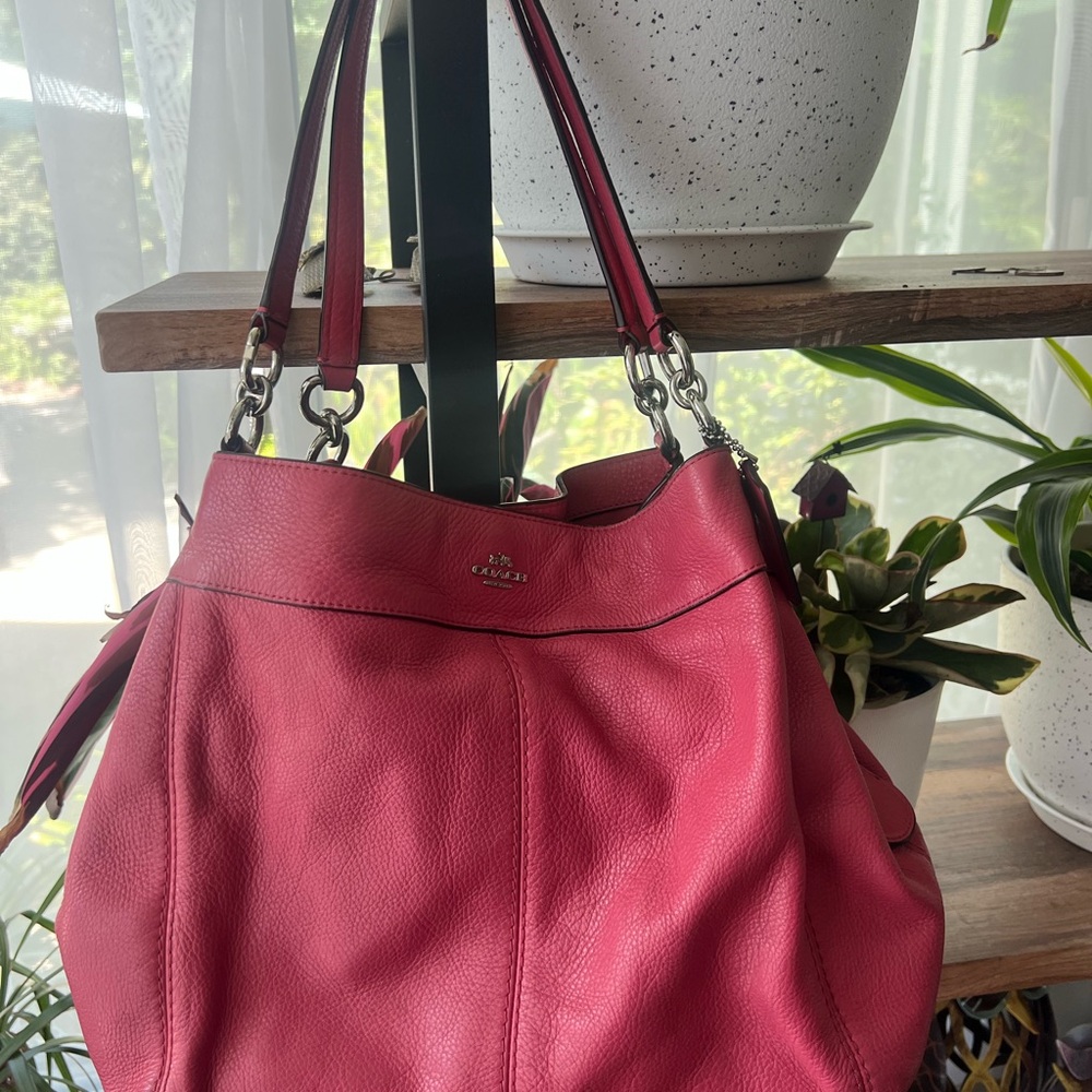 Coach Raspberry Leather Shoulder Bag